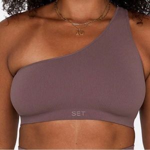 Set active pepper sculptflex ribbed one shoulder bra size medium